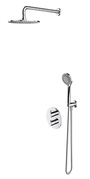 OMNIRES Y - Set de douche avec thermostat encastré, corps d’encastrement, diamètre 25 cm, 5 jets, chrome SYSYT05CR