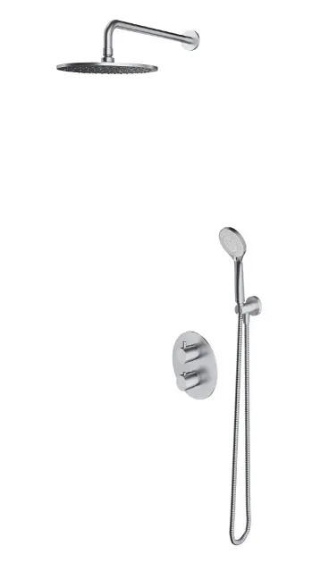 Levně OMNIRES Y - Sprchový set s termostatem pod omítku, s tělesem, průměr 25 cm, 5 proudů, kartáčovaný nikl SYSYT05NI