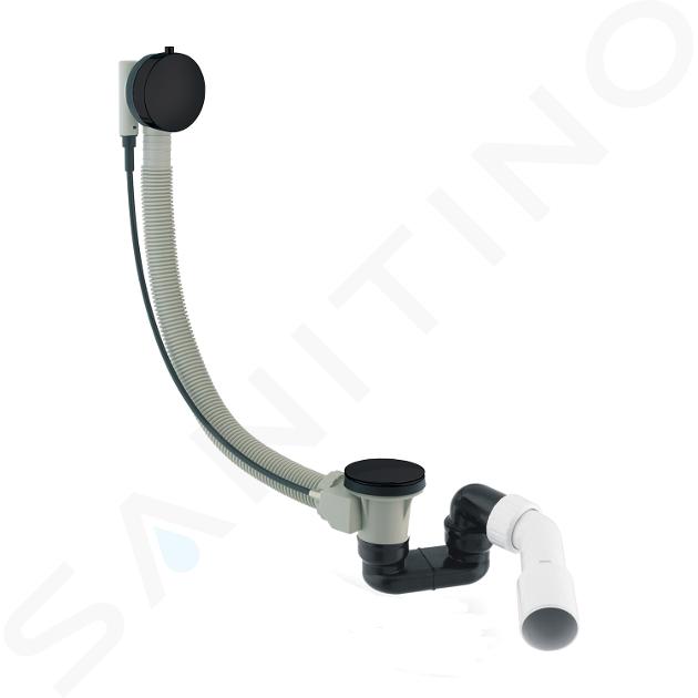 OMNIRES CGS - Sistema di scarico e troppopieno per vasca da bagno, lunghezza 81 cm, nero opaco TK104-PLUS-3.43+64-SBL