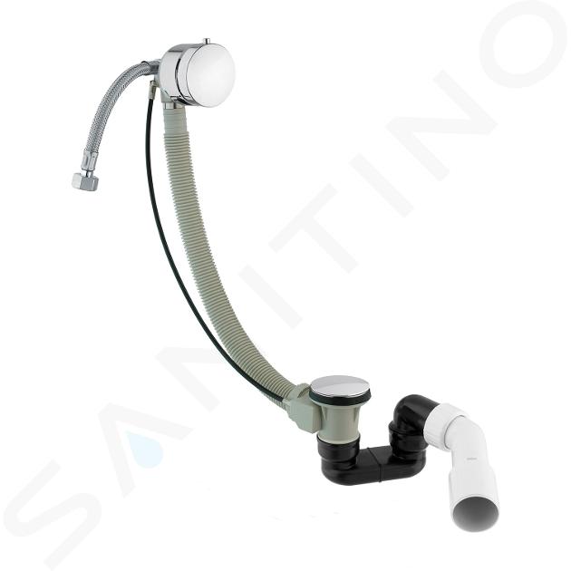 OMNIRES CGS - Sistema di scarico e troppopieno con erogazione per vasca da bagno, lunghezza 81 cm, cromo TK122-PLUS-3.01+64-SCR