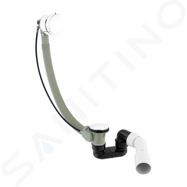 OMNIRES CGS - Sistema di scarico e troppopieno con erogazione per vasca da bagno, lunghezza 81 cm, bianco lucido TK132-PLUS-3.35+64-SBP