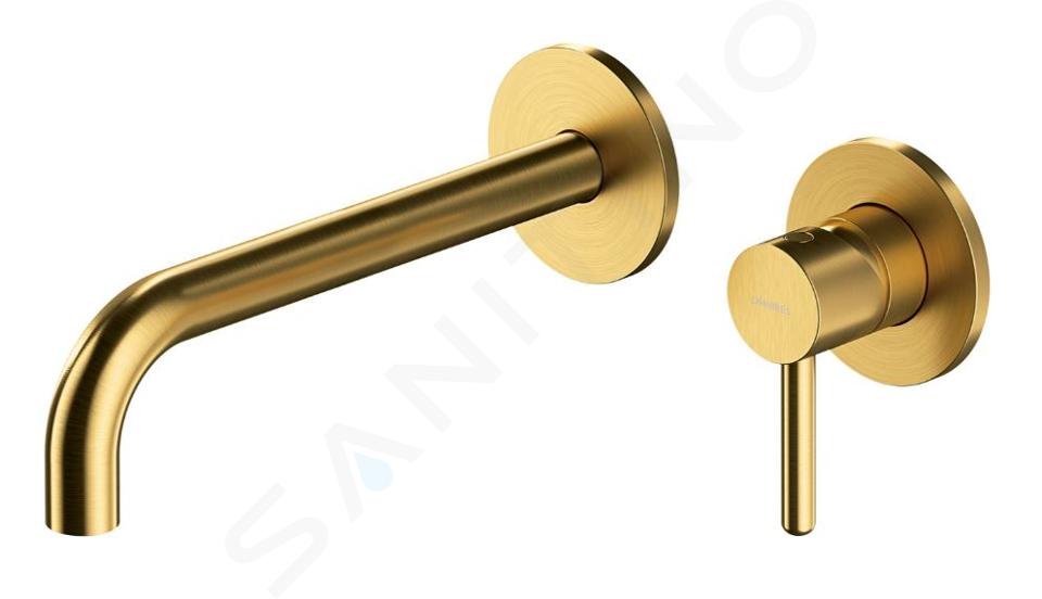 OMNIRES Y - Grifería de lavabo empotrada, instalación de 2 orificios, con cuerpo, oro cepillado Y1215HLGLB