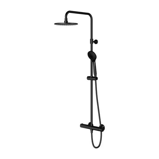 Levně OMNIRES Y - Sprchový set s termostatem, průměr 25 cm, 5 proudů, černá Y1244LUXLBL