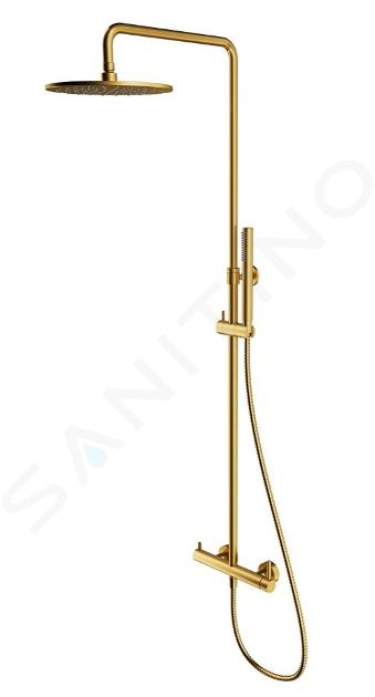 OMNIRES Y - Set doccia con miscelatore, diametro 25 cm, color oro spazzolato Y1244MGLB