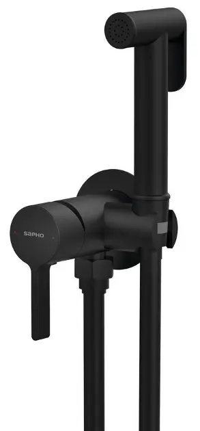 Sapho Iconic - Ugradbena miješalica za bide, s prskalicom, s tijelom, mat crna AF040B