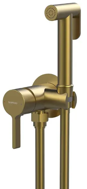 Sapho Iconic - Skjult bidethane, med spray, med krop, mat guld AF040GB