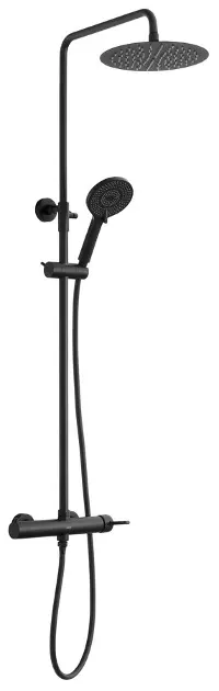 Sapho Iconic - Conjunto de ducha con grifo, diámetro 25 cm, 3 chorros, negro mate AF139B