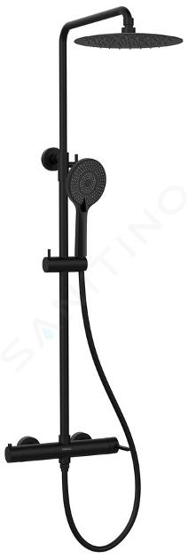 Sapho Iconic - Set doccia con miscelatore, diametro 25 cm, 3 getti, nero opaco AF139B