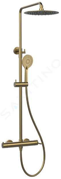 Sapho Iconic - Set doccia con miscelatore, diametro 25 cm, 3 getti, color oro opaco AF139GB