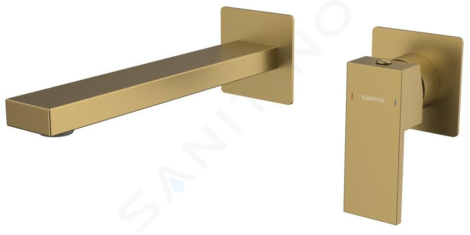 Sapho Cubemix - Miscelatore a incasso per lavabo, montaggio a 2 fori, con corpo incasso, color oro opaco CM008GB