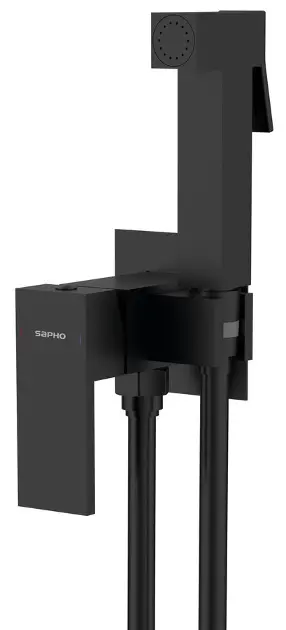 Sapho Cubemix - Смесител за биде с душ, с тяло, матово черно CM040B