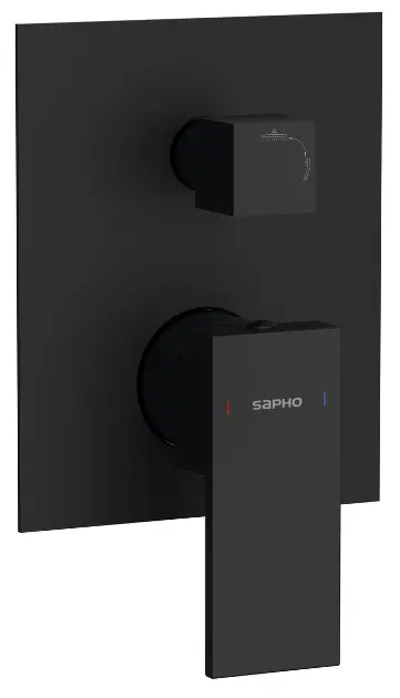 Sapho Cubemix - Скрит кран за 2 уреда, с тяло, черен мат CM042B