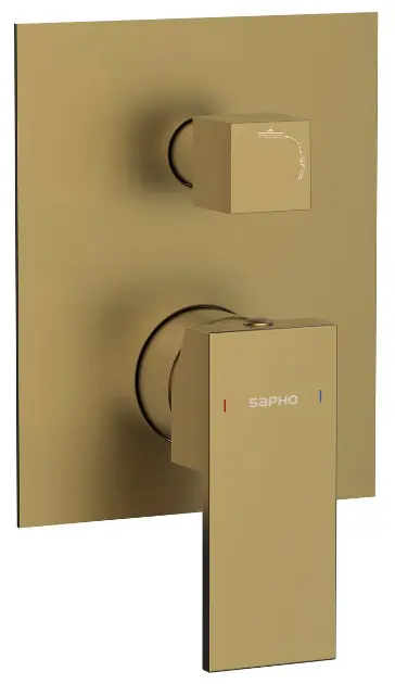 Sapho Cubemix - Смесител за вграждане за 2 уреда, с тяло, матово златист цвят CM042GB