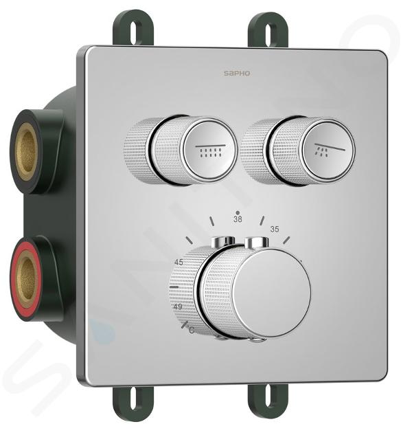Sapho Smart Select - Unterputz-Thermostatarmatur, für 2 Verbraucher, mit Einbaukörper, Chrom RP042