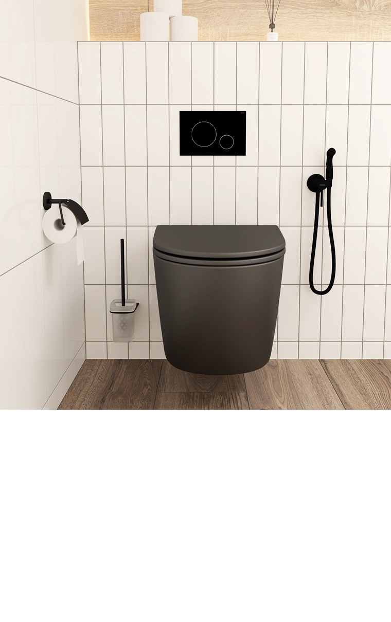 kielle Gaia - Závěsné WC se sedátkem SoftClose, Rimless, matná černá 30115042