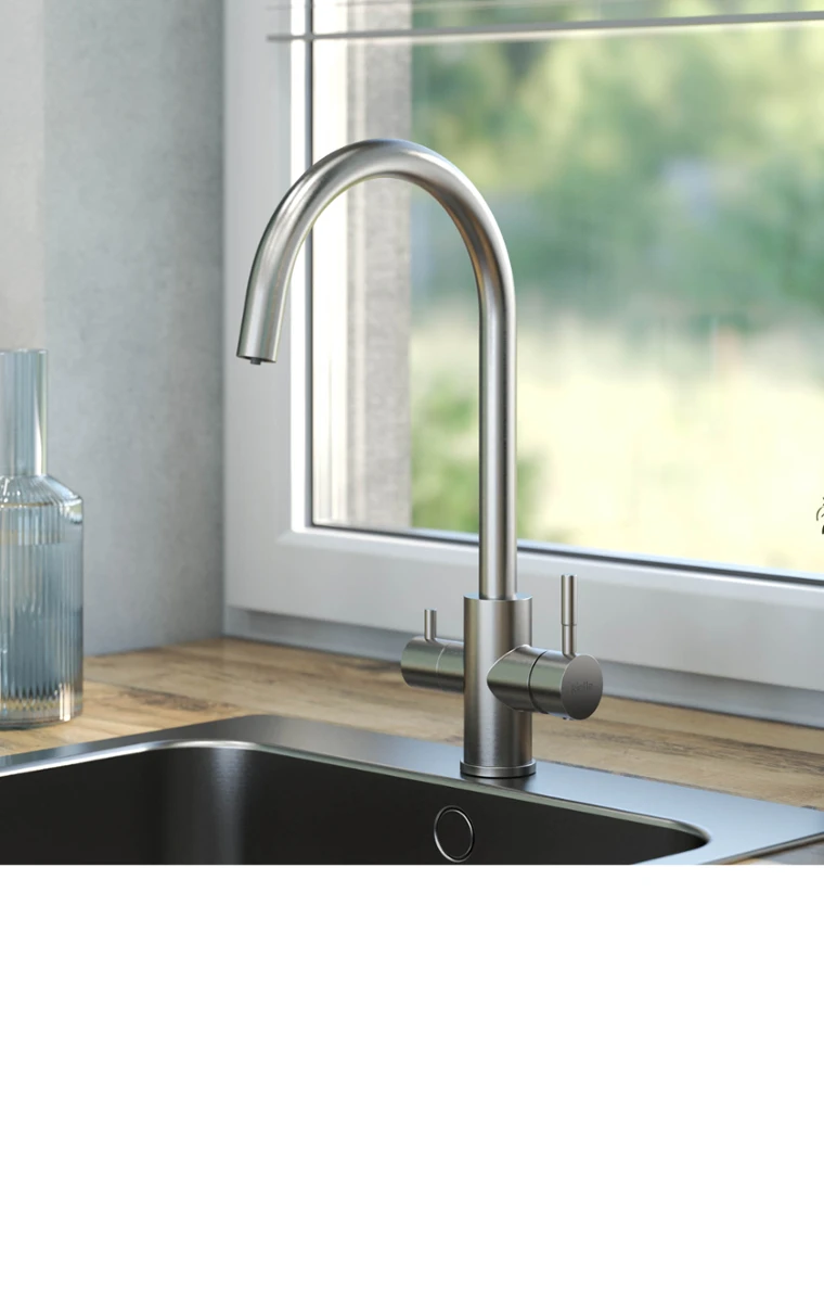 kielle Wimeo - Mitigeur d’évier avec fonction filtrante, inox brossé 10525F05