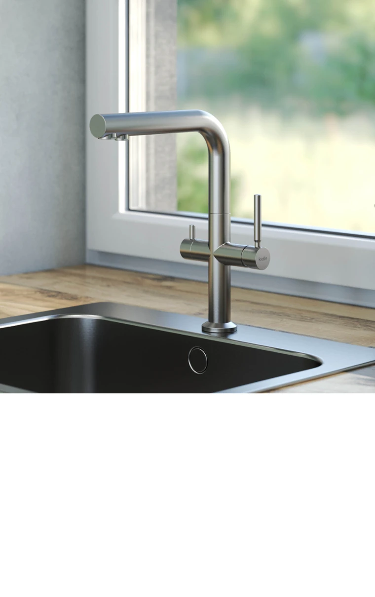 kielle Wimeo - Mitigeur d’évier avec fonction filtrante, inox brossé 10525F25