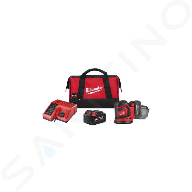 Milwaukee - 18V AKKU Exzenterschleifer M18 BOS125-502B, 125 mm, 2x Akku 5,0 Ah Li-Ion, Ladegerät 4933464229