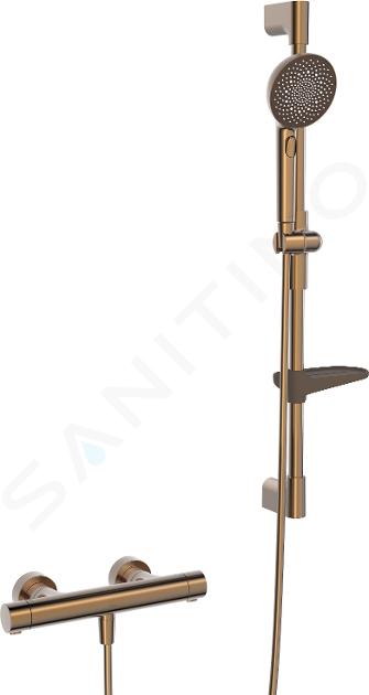 Hansa Prisma - Brauseset mit Thermostat, 3 Strahlarten, Bronze gebürstet 4813042181