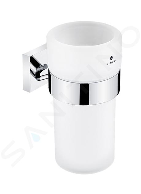 Nimco Keira - Vaso para cepillo de dientes con soporte, vidrio mate/cromo KE 22058W-26