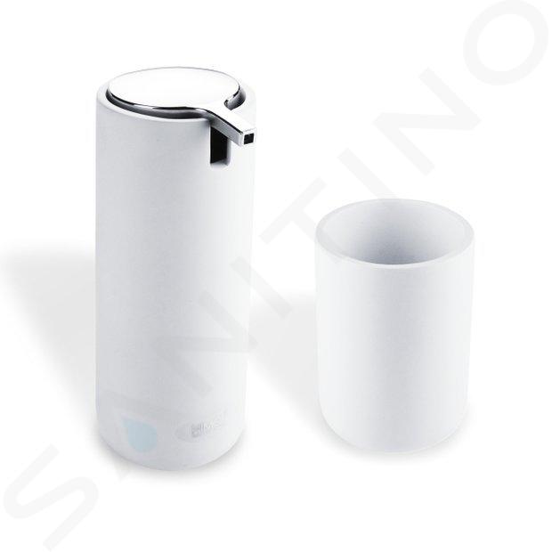 Nimco Omi - Dispensador de jabón y vaso de pie, blanco OM 1605831-05