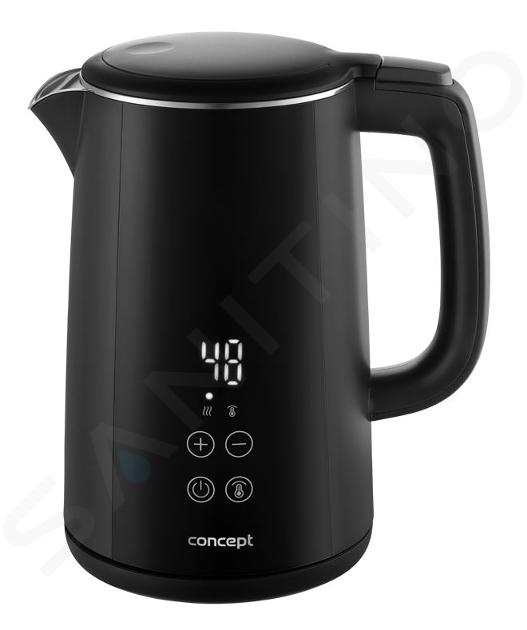 Concept - Wasserkocher, Volumen 1,5 l, mit Temperaturregelung, 2200 W, schwarz rk3360