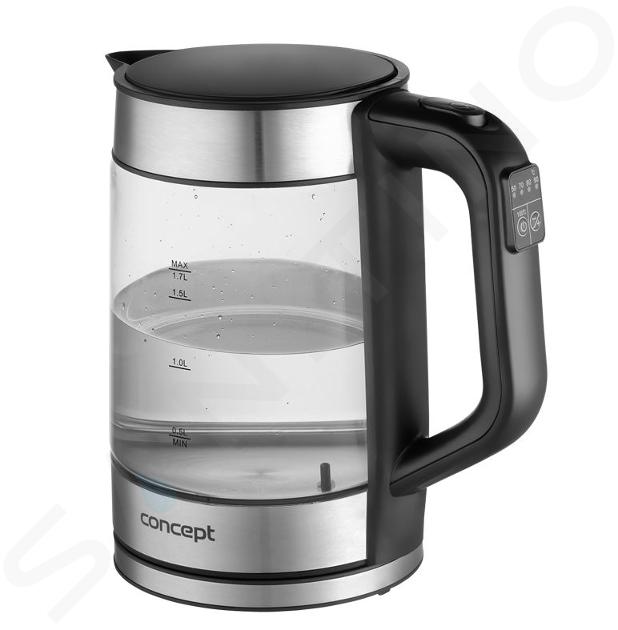 Concept - Wasserkocher, Volumen 1,7 l, mit Temperaturregelung, 2200 W, schwarz/Edelstahl rk4067