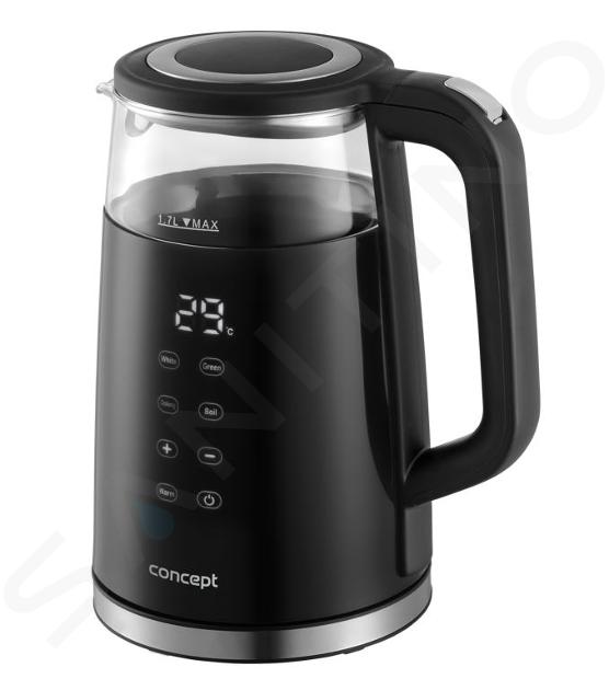 Concept - Wasserkocher, Volumen 1,7 l, mit Temperaturregelung, 2200 W, schwarz rk4100