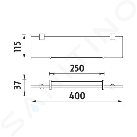 Mensola Per Bagno L. 40 Cm Vetro Satinato,con Supporto In Cromo