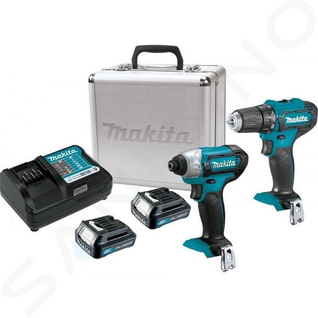 Makita Nářadí - 12V AKU sada vrtačky a rázového utahováku, 2x aku 1,5 Ah CXT, nabíječka CLX224X