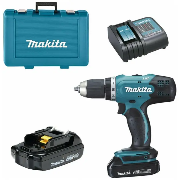 Makita - 18V AKU vŕtací skrutkovač, 2x aku 1,5 Ah Li-Ion, nabíjačka DDF453SYE