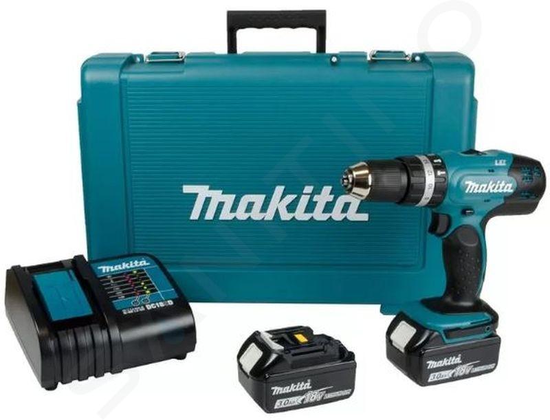 Makita Náradie - 18V AKU vŕtací skrutkovač s príklepom, 2x aku 3,0 Ah LXT, nabíjačka DHP453SFE