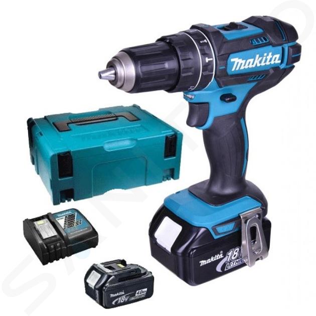 Makita Nářadí - 18V AKU vrtací šroubovák s příklepem, 2x aku 5,0 Ah LXT, nabíječka DHP482RTJ