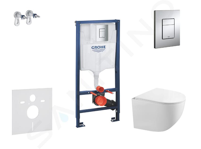 Grohe Rapid SL - Set bâti-support, cuvette Gaia et abattant softclose, plaque de déclenchement Skate Cosmopolitan, chrome SANI11BA1105