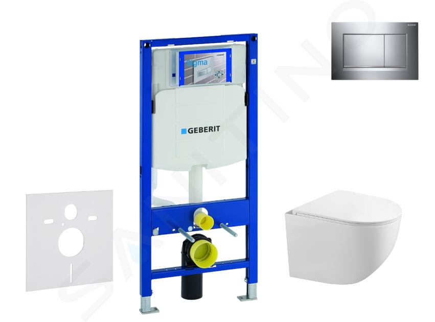 Geberit Duofix - Set con modulo di installazione, vaso WC Gaia e copriwater softclose, placca di comando Sigma30, cromo/cromo opaco SANI11CA1127