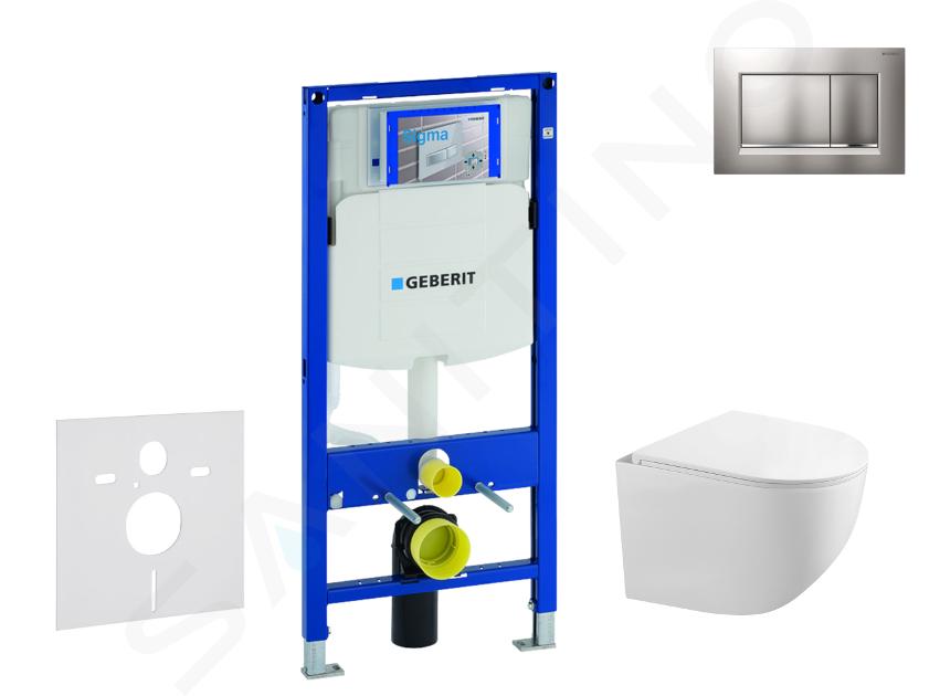 Geberit Duofix - Set con modulo di installazione, vaso WC Gaia e copriwater softclose, placca di comando Sigma30, cromo opaco/cromo SANI11CA1128