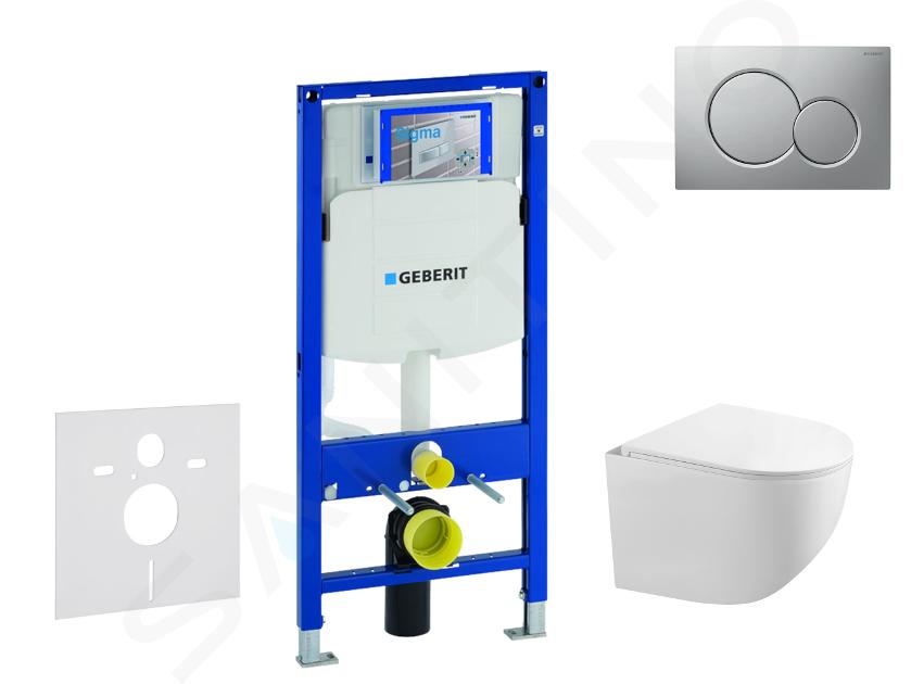 Geberit Duofix - Set con modulo di installazione, vaso WC Gaia e copriwater softclose, placca di comando Sigma01, cromo opaco smaltato SANI11CA1129