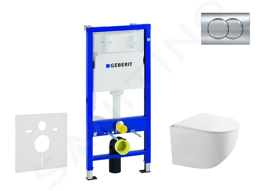 Geberit Duofix - Set předstěnové instalace, klozetu Gaia a sedátka softclose, tlačítko Delta01, lesklý chrom SANI11CA1130