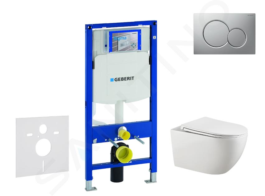 Geberit Duofix - Set con modulo di installazione, vaso WC Gaia e copriwater softclose, placca di comando Sigma01, cromo opaco smaltato SANI11CA1135