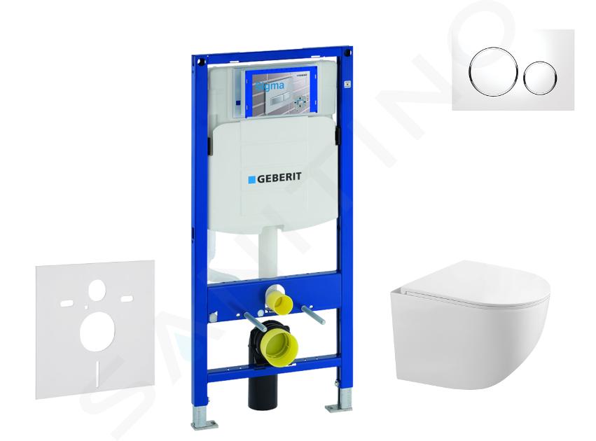 Geberit Duofix - Set con modulo di installazione, vaso WC Gaia e copriwater softclose, placca di comando Sigma20, bianco/cromo SANI11CA3118