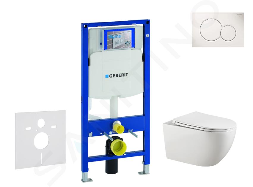 Geberit Duofix - Set con modulo di installazione, vaso WC Gaia e copriwater softclose, placca di comando Sigma01, bianco alpino SANI11CA3121