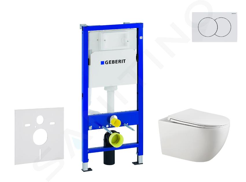 Geberit Duofix - Set bâti-support, cuvette Gaia et abattant softclose, plaque de déclenchement Delta01, blanc alpin SANI11CA3124