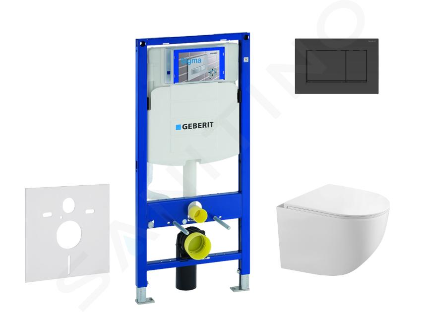 Geberit Duofix - Set con modulo di installazione, vaso WC Gaia e copriwater softclose, placca di comando Sigma30, nero opaco/nero SANI11CA5105