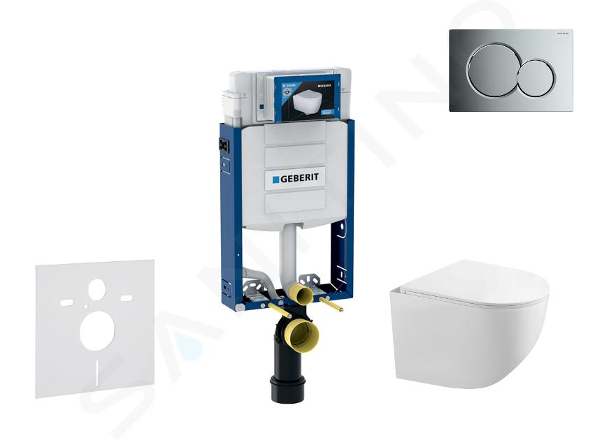 Geberit Combifix - Set con modulo di installazione, vaso WC Gaia e copriwater softclose, placca di comando Sigma01, cromo lucido SANI15CA1118