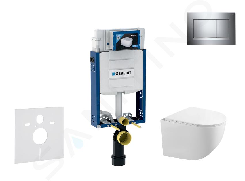 Geberit Combifix - Set con modulo di installazione, vaso WC Gaia e copriwater softclose, placca di comando Sigma30, cromo/cromo opaco SANI15CA1119