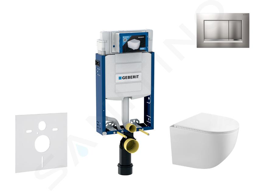 Geberit Kombifix - Set předstěnové instalace, klozetu Gaia a sedátka softclose, tlačítko Sigma30, chrom mat/chrom SANI15CA1120