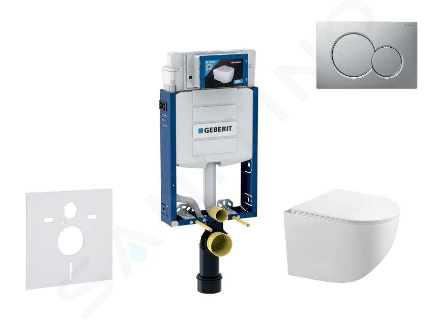 Geberit Kombifix - Set předstěnové instalace, klozetu Gaia a sedátka softclose, tlačítko Sigma01, lakovaný matný chrom SANI15CA1121