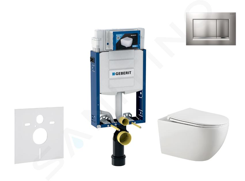 Geberit Combifix - Set con modulo di installazione, vaso WC Gaia e copriwater softclose, placca di comando Sigma30, cromo opaco/cromo SANI15CA1124