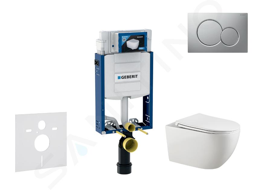 Geberit Combifix - Set con modulo di installazione, vaso WC Gaia e copriwater softclose, placca di comando Sigma01, cromo opaco smaltato SANI15CA1125