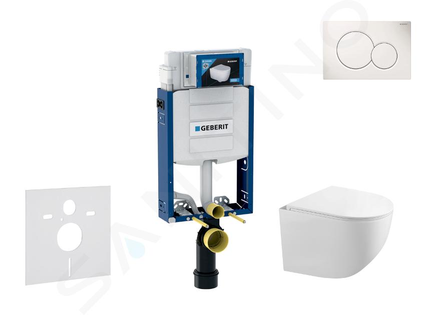 Geberit Combifix - Set con modulo di installazione, vaso WC Gaia e copriwater softclose, placca di comando Sigma01, bianco alpino SANI15CA3113